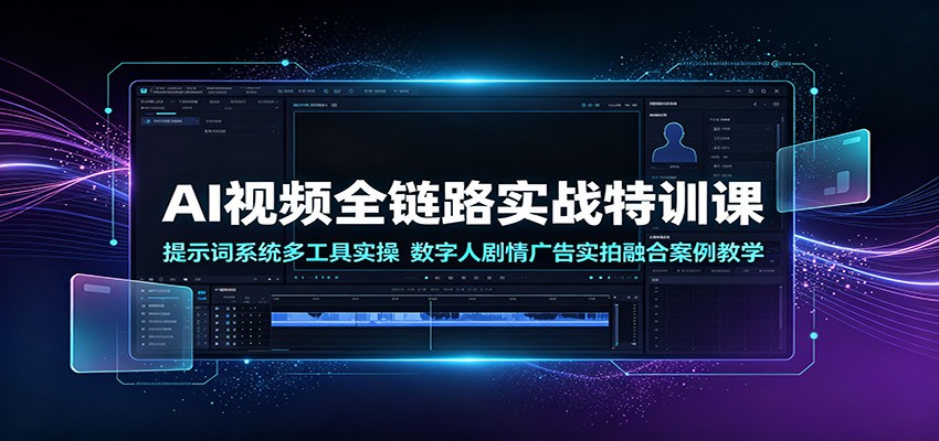 AI视频全链路实战特训课:提示词系统多工具实操,数字人剧情广告实拍融合案例教学-来友网创