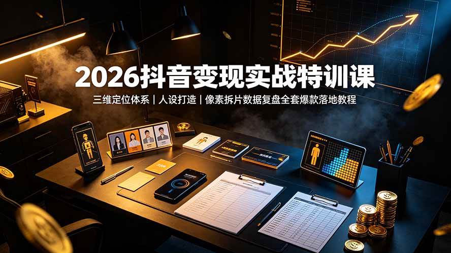 (19419期)2026抖音变现实战特训课:三维定位体系|人设打造|像素拆片数据复盘全套爆款落地教程-来友网创
