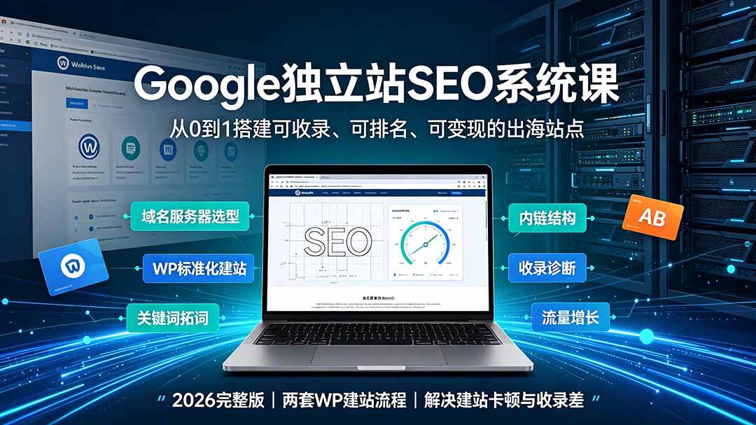 (19426期)Google独立站SEO-7月系统课:出海基建×WordPress建站×AI内容生产×站内外优化×Search Console×AdSense变现-来友网创
