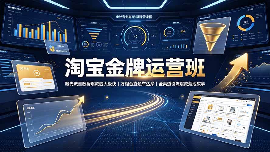 (19434期)淘宝金牌运营班-7月:曝光流量数据爆款四大板块|万相台直通车达摩|全渠道引流爆款落地教学-来友网创
