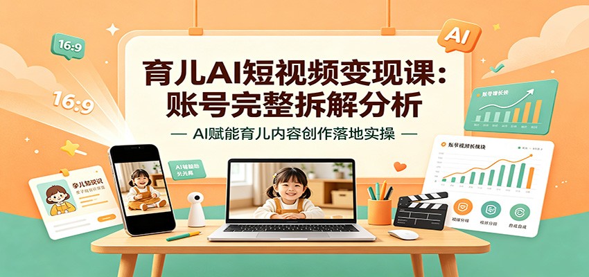育儿AI短视频变现课:账号完整拆解分析,AI赋能育儿内容创作落地实操-来友网创
