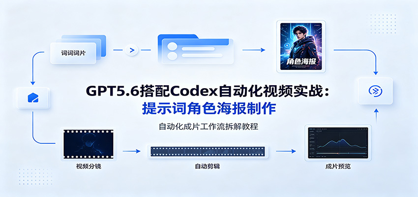GPT5.6搭配Codex自动化视频实战:提示词角色海报制作,自动化成片工作流拆解教程-来友网创