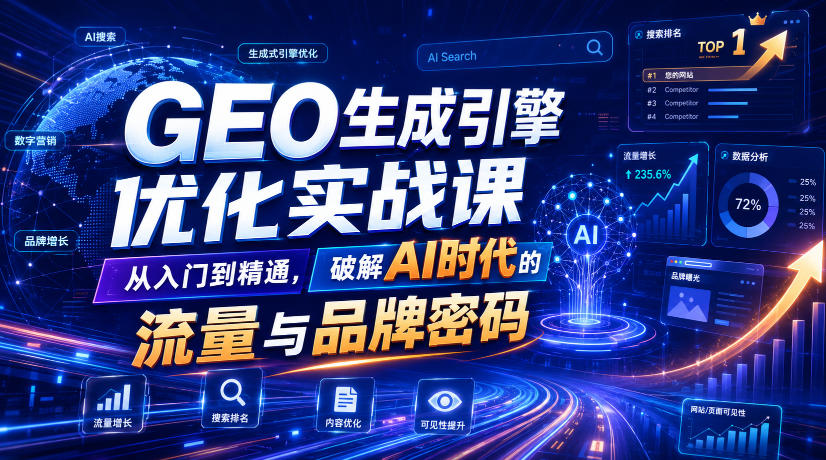 GEO生成引擎优化实战课,从入门到精通,破解AI时代的流量与品牌密码-来友网创