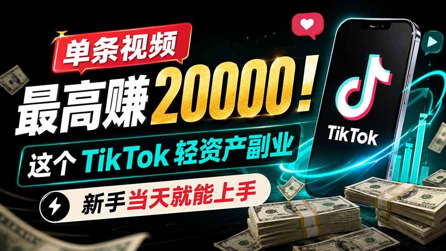 (19457期)单条视频最高赚 20000!这个 TikTok 轻资产副业,新手当天就能上手-来友网创