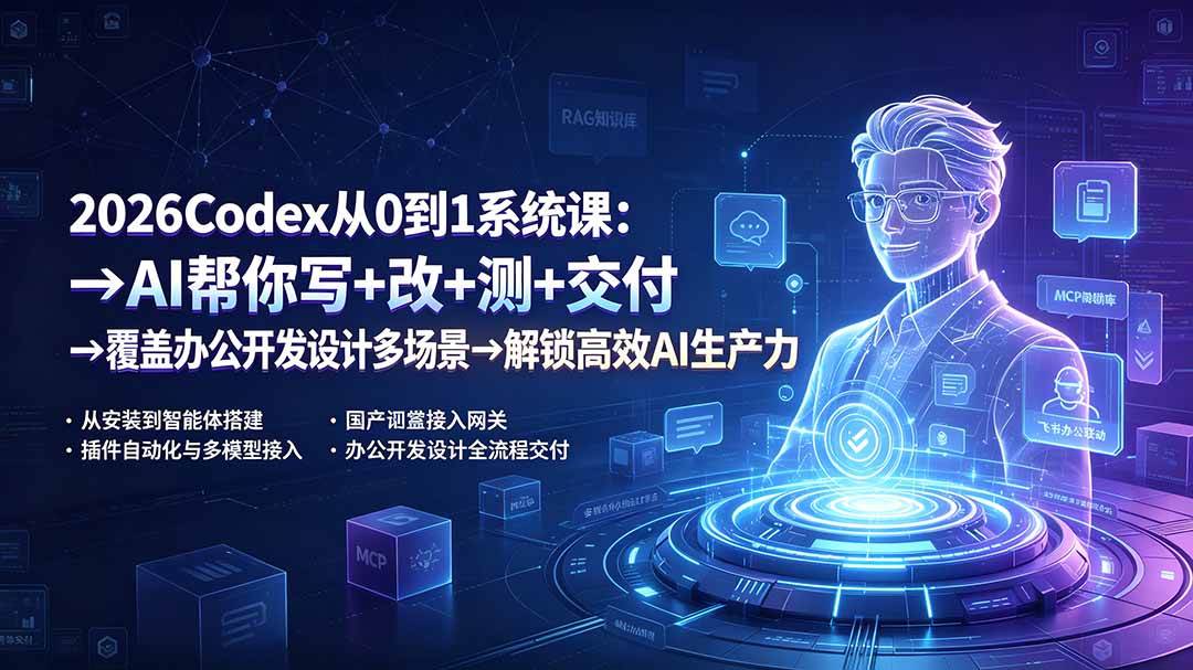 (19461期)2026Codex从0到1系统课:→AI帮你写+改+测+交付→覆盖办公开发设计多场景→解锁高效AI生产力-来友网创