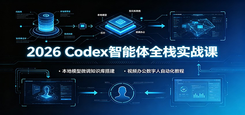 2026 Codex智能体全栈实战课:本地模型微调知识库搭建,视频办公数字人自动化教程-来友网创