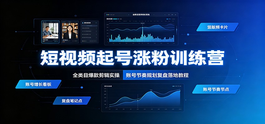 短视频起号涨粉训练营:全类目爆款剪辑实操,账号节奏规划复盘落地教程-来友网创