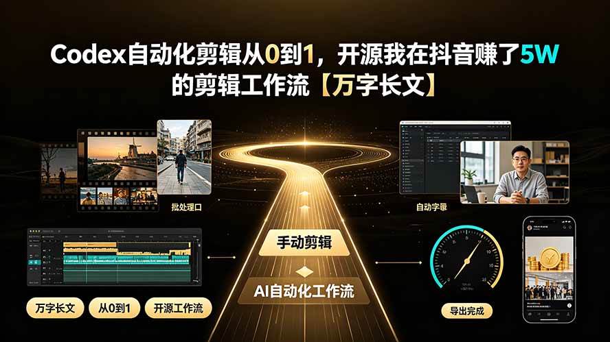 (19504期)Codex自动化剪辑从0到1,开源我在抖音赚了5W 的剪辑工作流【万字长文】-来友网创