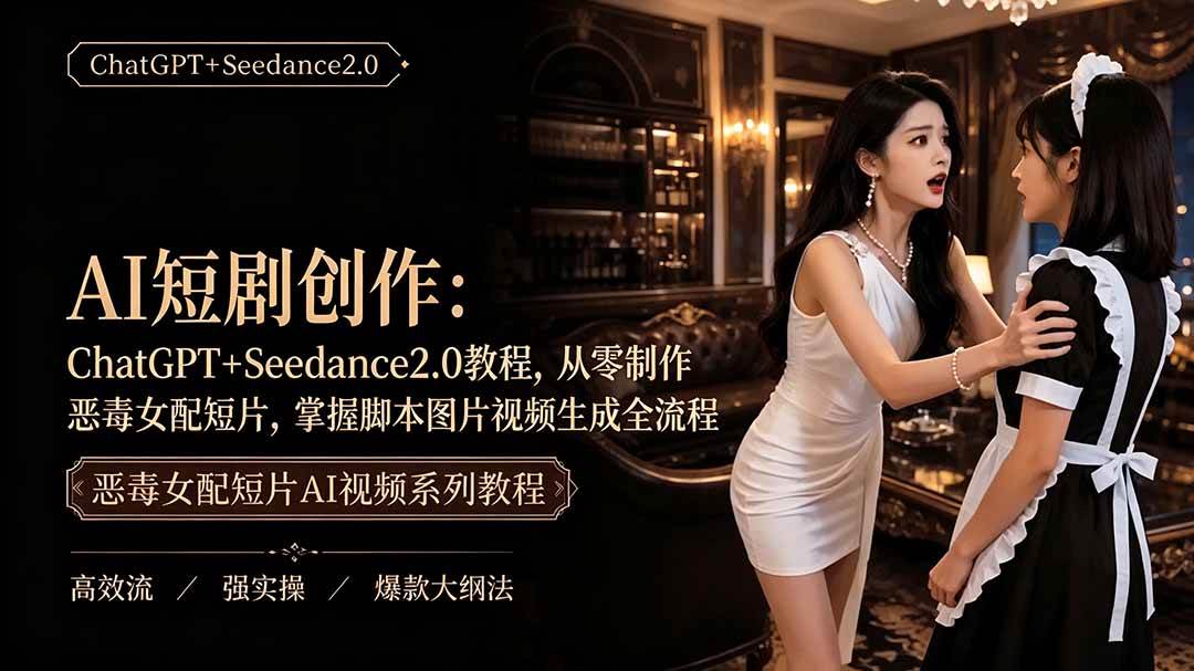 (19545期)AI短剧创作:ChatGPT+Seedance2.0教程,从零制作恶毒女配短片,掌握脚本图片视频生成全流程-来友网创