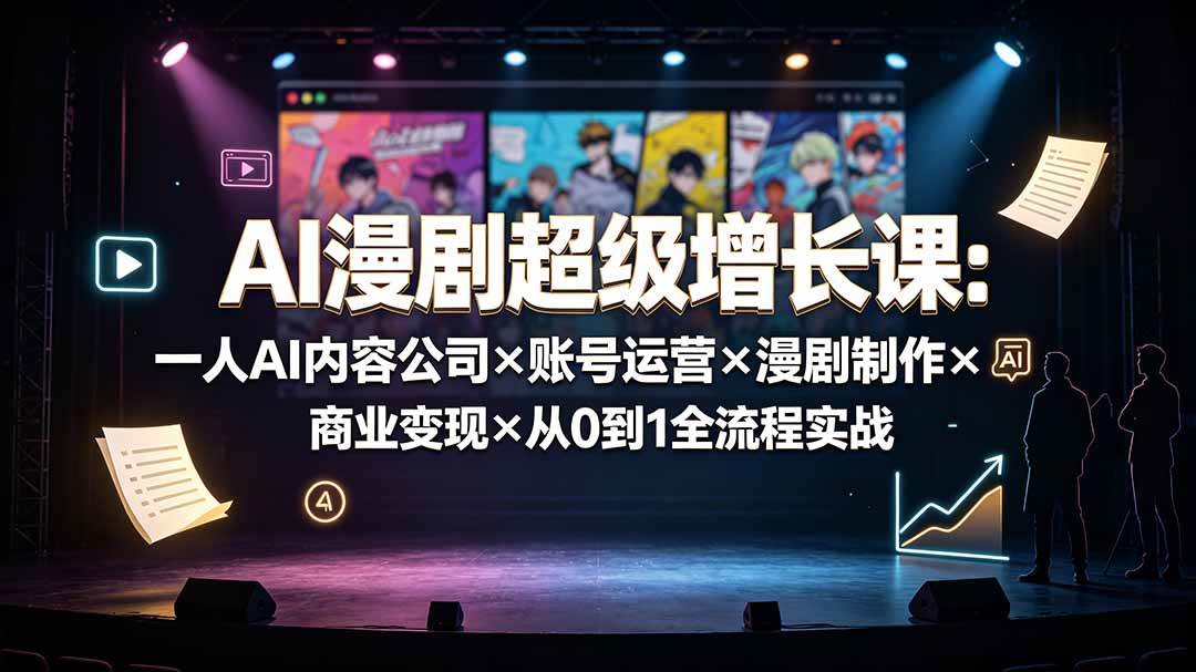 (19553期)AI漫剧超级增长课:一人AI内容公司×账号运营×漫剧制作×商业变现×从0到1全流程实战-来友网创