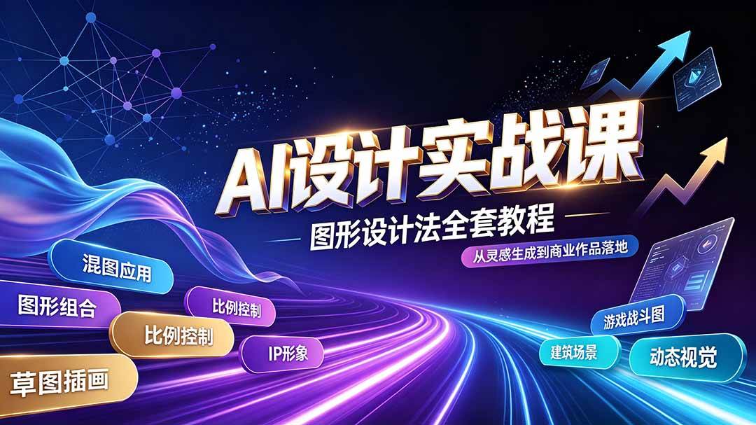 (19554期)AI设计实战课|图形设计法全套教程,解锁AI工作流技法,精通插画IP、建筑、游戏视觉创作-来友网创
