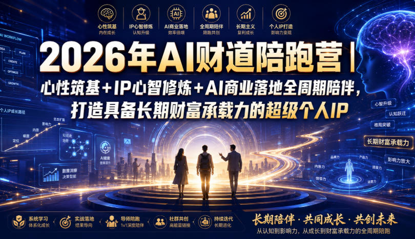 2026年AI财道陪跑营|心性筑基+IP心智修炼+AI商业落地全周期陪伴,打造具备长期财富承载力的超级个人IP-来友网创