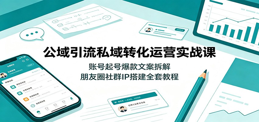 公域引流私域转化运营实战课:账号起号爆款文案拆解,朋友圈社群IP搭建全套教程-来友网创