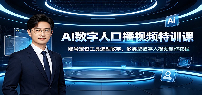 AI数字人口播视频特训课:账号定位工具选型教学,多类型数字人视频制作教程-来友网创