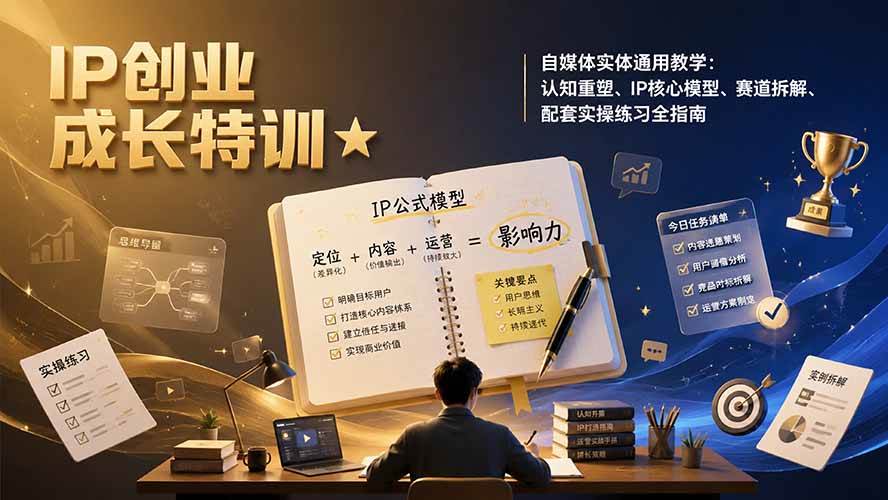 (19567期)IP创业成长特训★自媒体实体通用教学:认知重塑、IP核心模型、赛道拆解、配套实操练习全指南-来友网创