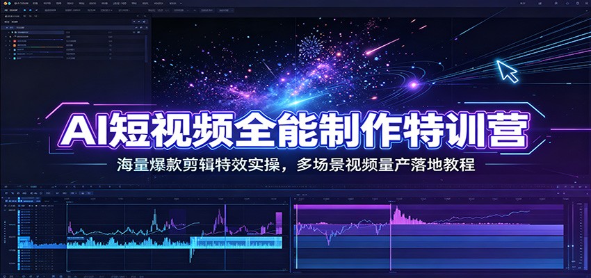 AI短视频全能制作特训营:海量爆款剪辑特效实操,多场景视频量产落地教程-来友网创