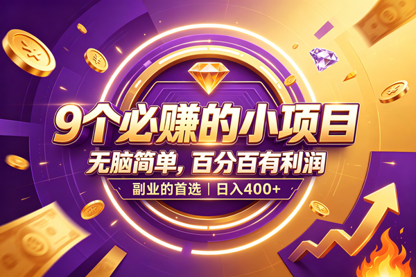 (19617期)9个必赚的小项目,无脑简单,百分百有利润,副业的首选,日入500+-来友网创