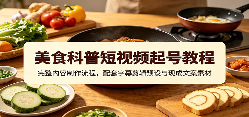美食科普短视频起号教程:完整内容制作流程,配套字幕剪辑预设与现成文案素材-来友网创