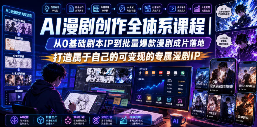 AI漫剧创作全体系课程|从0基础剧本IP到批量爆款漫剧成片落地,打造属于自己的可变现的专属漫剧IP-来友网创