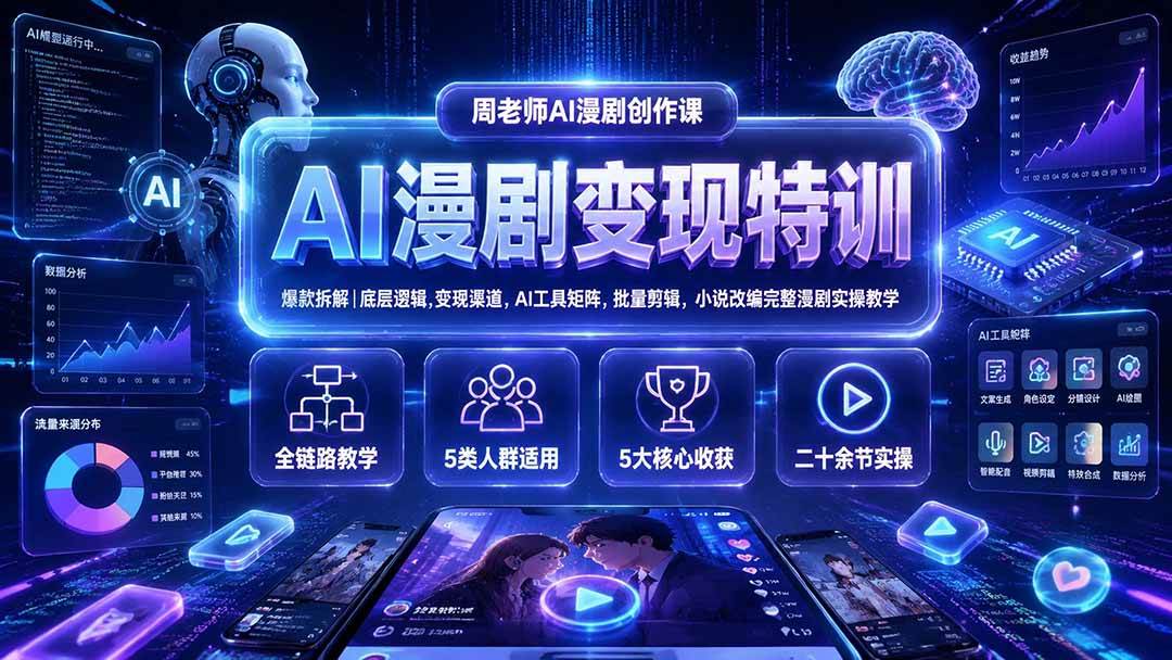(19633期)AI漫剧变现特训★爆款拆解|底层逻辑,变现渠道,AI工具矩阵,批量剪辑,小说改编完整漫剧实操教学-来友网创