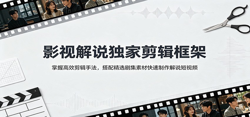 影视解说独家剪辑框架:掌握高效剪辑手法,搭配精选剧集素材快速制作解说短视频-来友网创