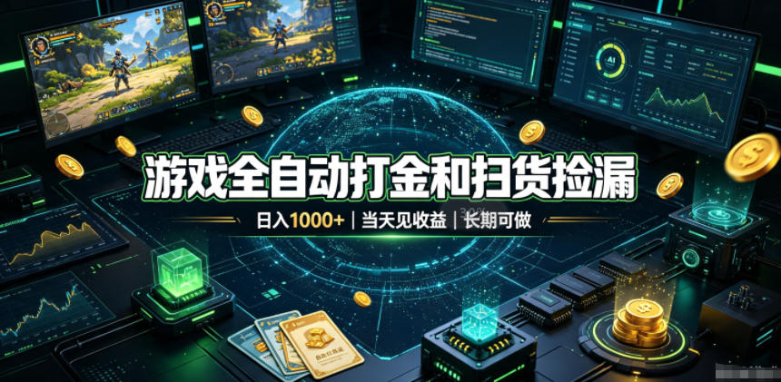 游戏全自动打金和扫货捡漏,日入1k+,当天见收益,长期可做!【揭秘】-来友网创
