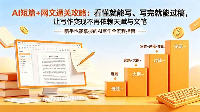(19655期)AI短篇+网文通关攻略-更新:看懂就能写、写完就能过稿,让写作变现不再依赖天赋与文笔-来友网创