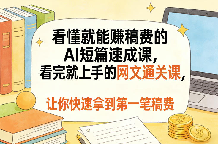 看懂就能賺稿费的AI短篇速成课,看完就上手的网文通关课,让你快速拿到第一笔稿费(更新8月)-来友网创