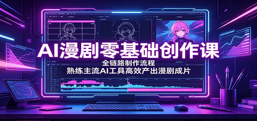 AI漫剧零基础创作课:全链路制作流程,熟练主流AI工具高效产出漫剧成片-来友网创