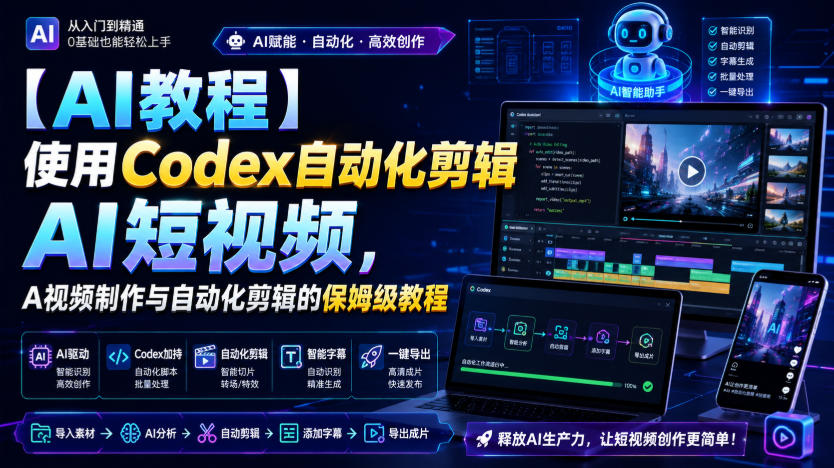 【AI教程】使用Codex自动化剪辑AI短视频,AI视频制作与自动化剪辑的保姆级教程-来友网创