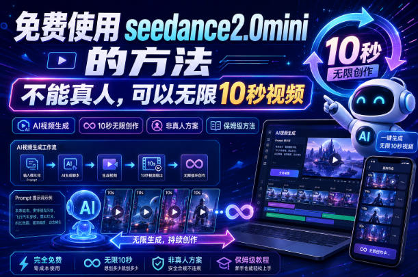 免费使用seedance2.0mini的方法,不能真人,可以无限10秒视频,9图+3音频参考-来友网创