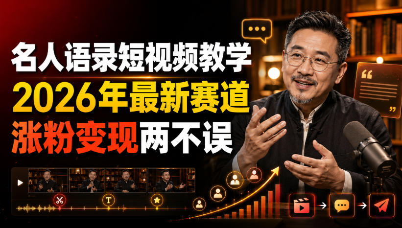 名人语录短视频教学,2026年最新赛道,涨粉变现两不误-来友网创