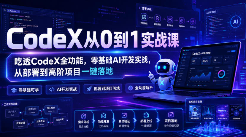 CodeX从0到1实战课,吃透CodeX全功能,零基础AI开发实战,从部署到高阶项目一键落地-来友网创