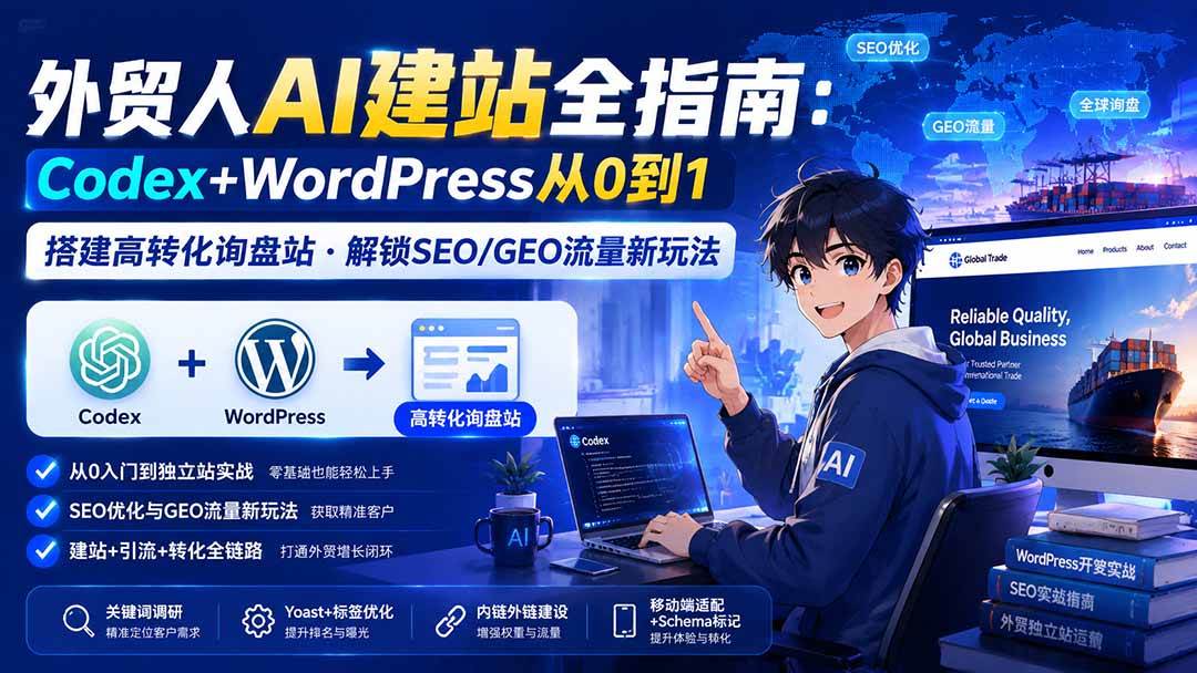 (19818期)外贸人AI建站全指南:Codex+WordPress从0到1·搭建高转化询盘站·解锁SEO/GEO流量新玩法-更新-来友网创