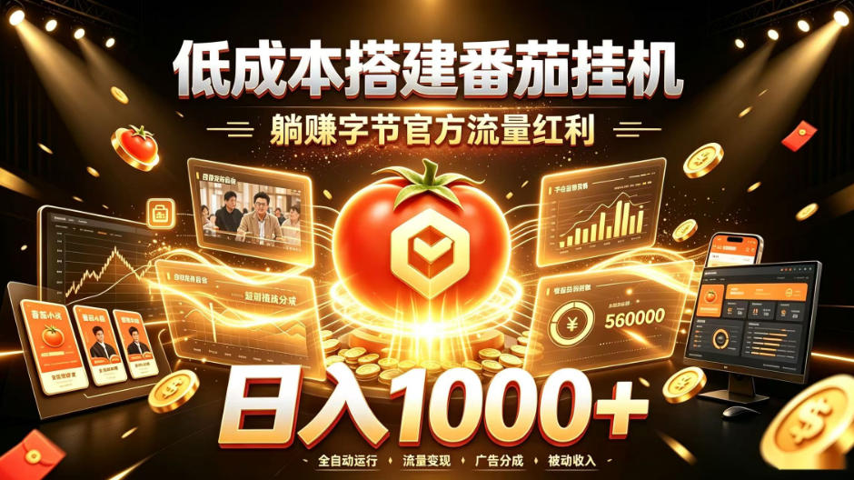 低成本搭建番茄挂G,躺賺字节官方流量红利,日入1k+,全程傻瓜式落地【揭秘】-来友网创