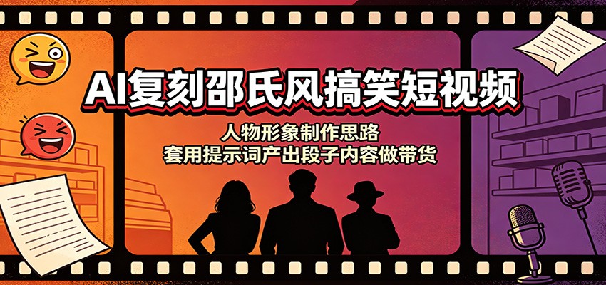 AI复刻邵氏风搞笑短视频:人物形象制作思路,套用提示词产出段子内容做带货-来友网创