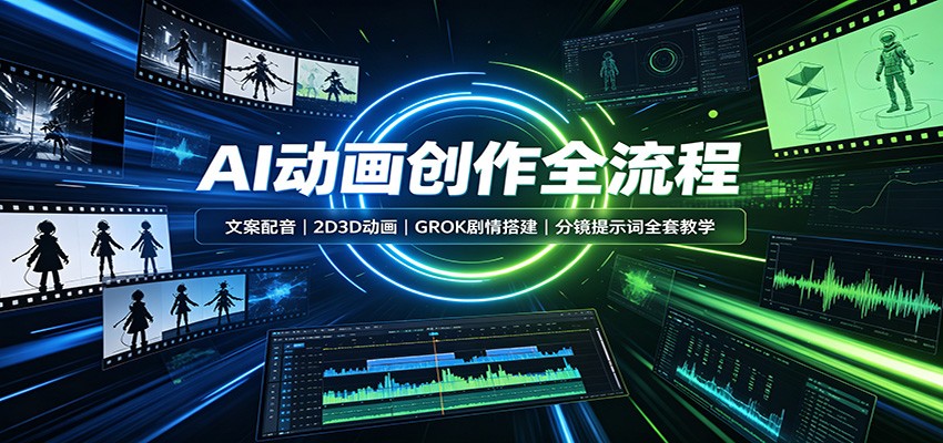 AI动画创作全流程:文案配音,2D3D动画,GROK剧情搭建,分镜提示词全套教学-来友网创