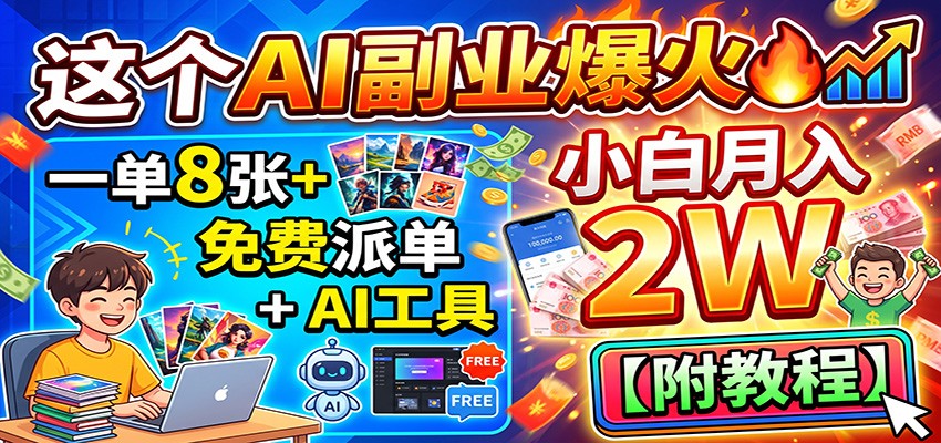 这个AI副业爆火!一单8张+,免费派单+AI工具,小白月入2W【附教程】-来友网创