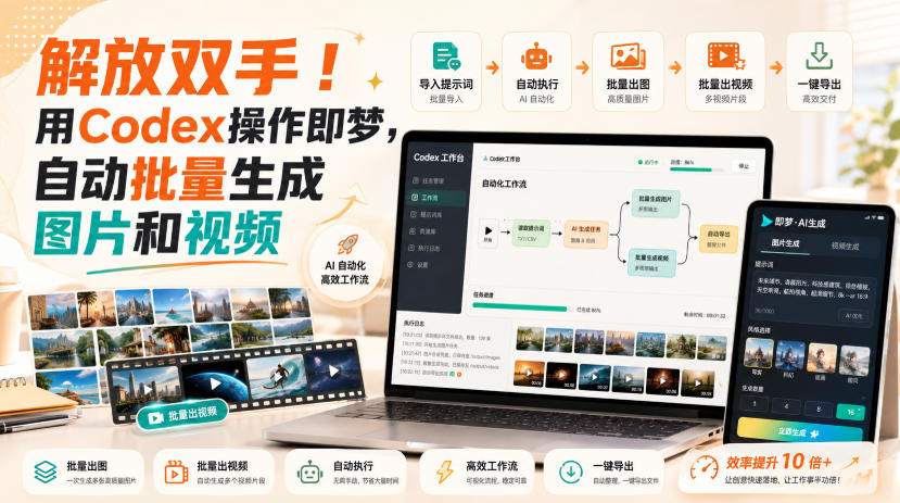 解放双手!用Codex操作即梦,自动批量生成图片和视频-来友网创