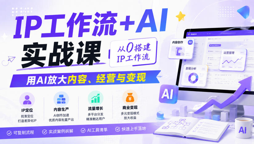 IP工作流+AI实战课,从0搭建IP工作流,用AI放大内容、经营与变现-来友网创