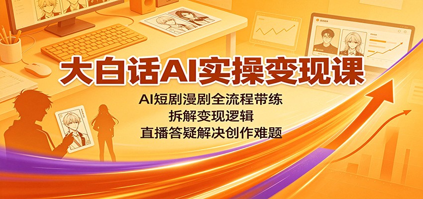 大白话AI实操变现课:AI短剧漫剧全流程带练,拆解变现逻辑,直播答疑解决创作难题-来友网创