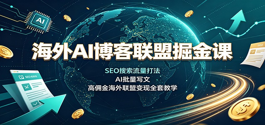 海外AI博客联盟掘金课:SEO搜索流量打法,AI批量写文,高佣金海外联盟变现全套教学-来友网创