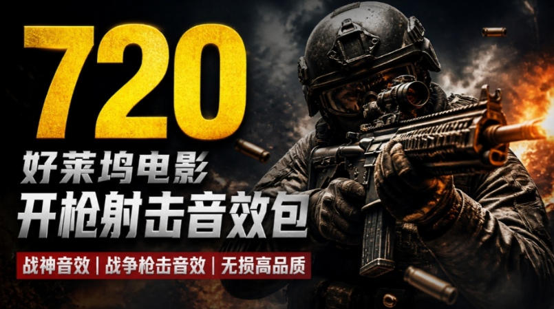特效剪辑音效素材包来了!720+个好莱坞电影开枪射击枪声音效包,战神战争枪击音效!全部已经汉化-来友网创