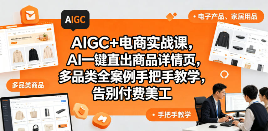 AIGC+电商实战课,AI一键直出商品详情页,多品类全案例手把手教学,告别付费美工(更新0820)-来友网创