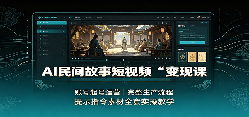AI民间故事短视频变现课:账号起号运营,完整生产流程,提示指令素材全套实操教学-来友网创
