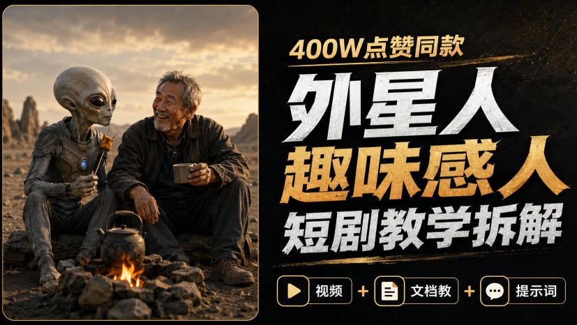 400W点赞同款外星人趣味感人短剧教学拆解,视频+文档教+提示词-来友网创
