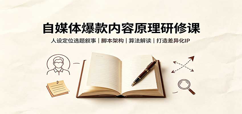 自媒体爆款内容原理研修课:人设定位选题叙事,脚本架构,算法解读打造差异化IP-来友网创
