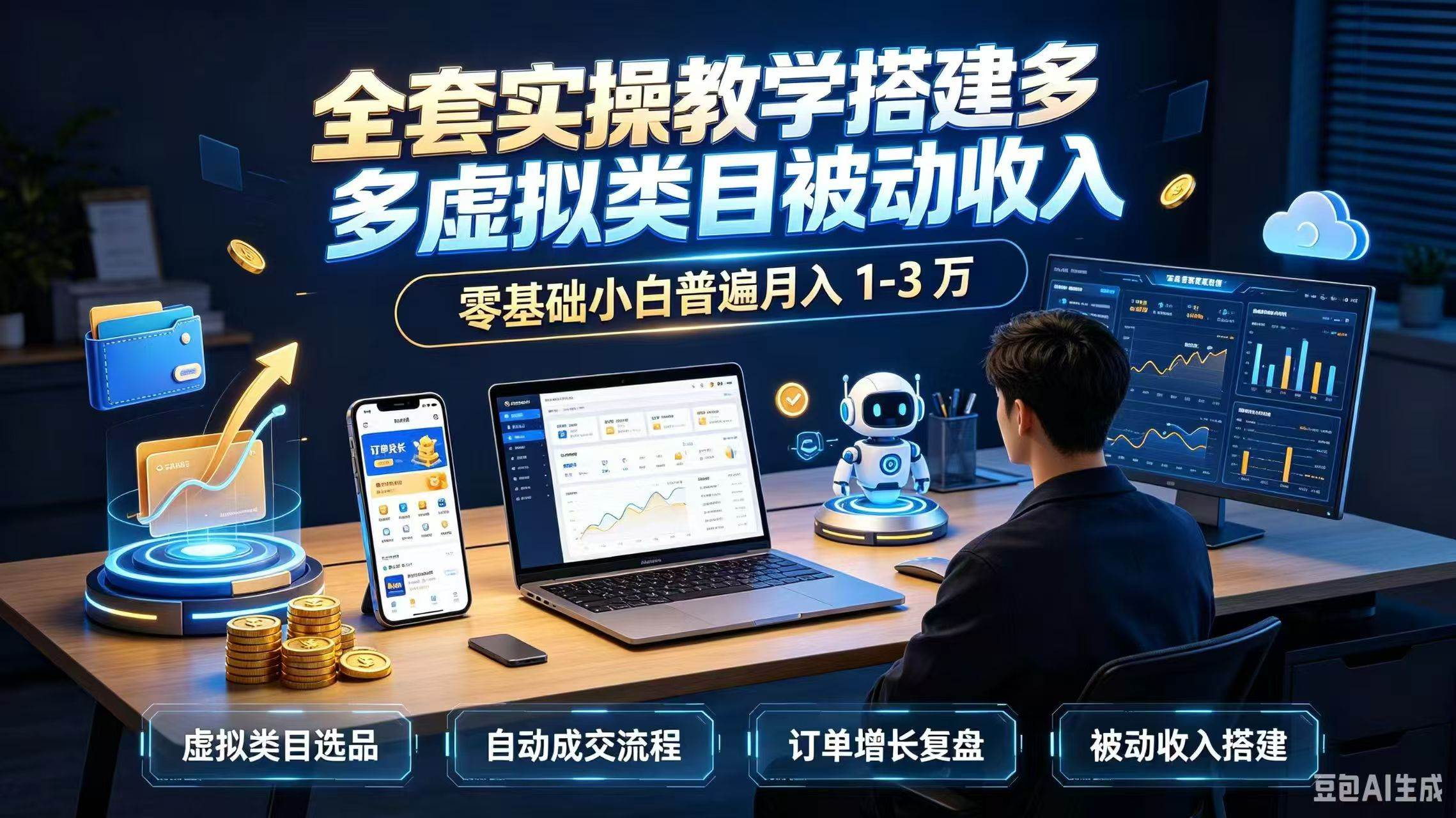 (20076期)全套实操教学搭建多多虚拟类目被动收入,零基础小白普遍月入 1-3 万-来友网创
