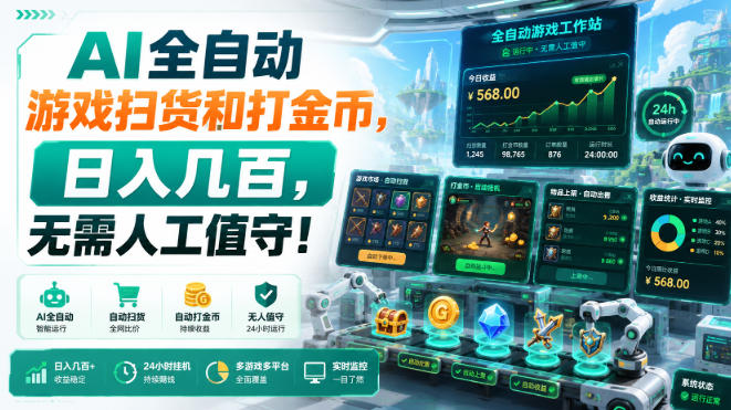 AI全自动游戏扫货和打金币,日入几百,无需人工值守!【揭秘】-来友网创