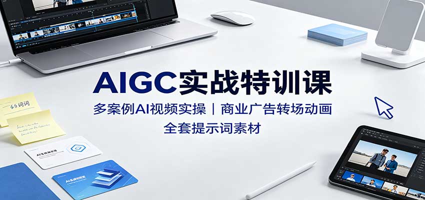 AIGC实战特训课:多案例AI视频实操,商业广告转场动画,全套提示词素材-来友网创